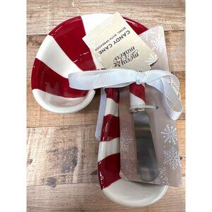 Candy Cane Bowl With Spreader Set By Musee Mates - Red & White